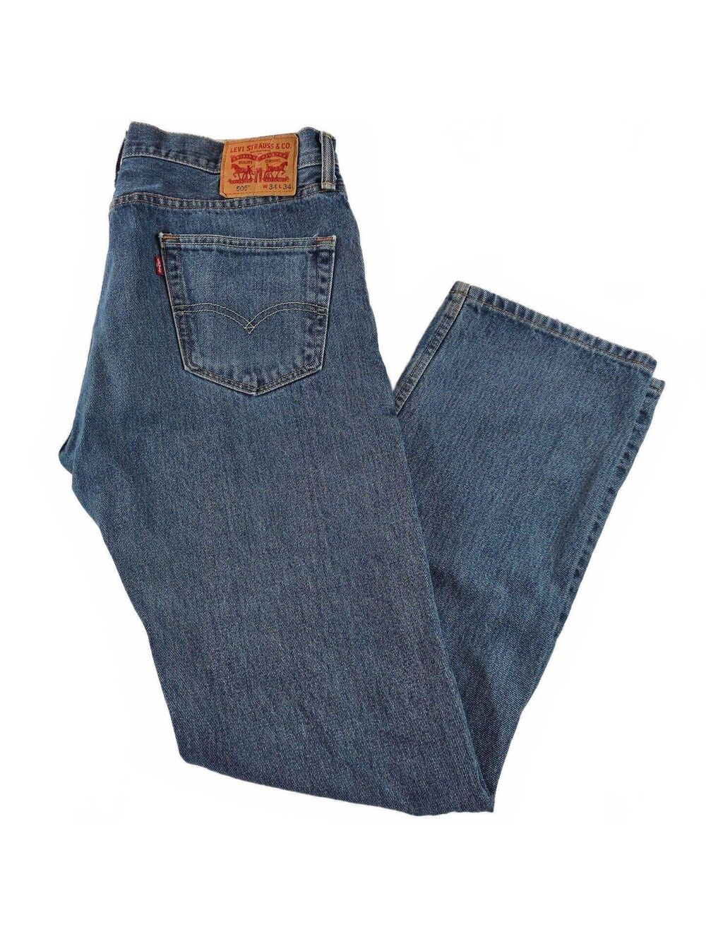 Levi's 505 Straight Jeans Men's Size 33x32 Blue Cotton Timeless Classic Denim